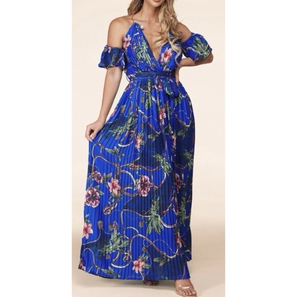 Latiste  Floral Print Maxi Dress Accordion-Pleated  Chiffon Sleeve Size 1X - Picture 11 of 11
